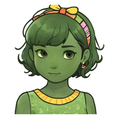 Girl with short black hair black eyes  sticker