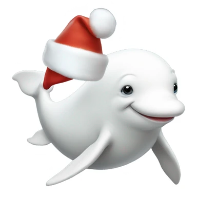 White beluga whale whit christmas hat sticker