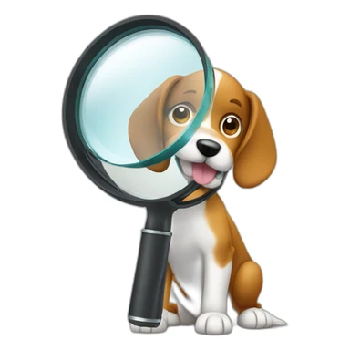 dog searching with a magnifier glass sticker