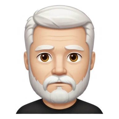 White haired muscled adult man with a black t-shirt. He has white beard and a long goatee. Dark brown eyes. Strong neck. Attractive. sticker