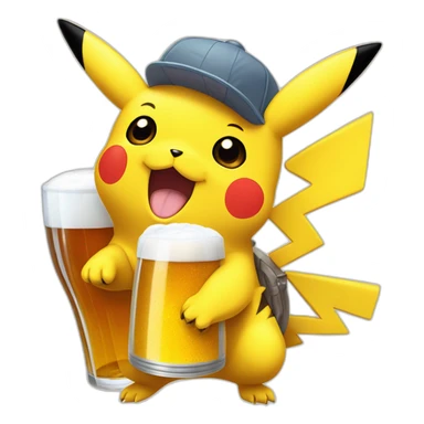 Pikachu qui boit une bière est rigole  sticker