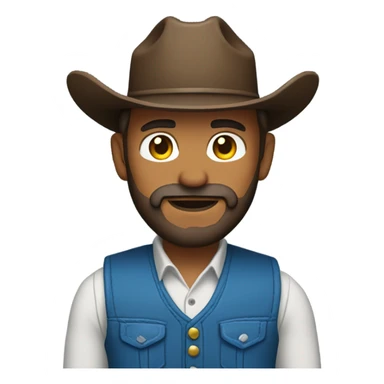Cowboy with a  beard and blue vest sticker