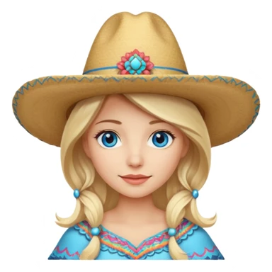 Blonde in a sombrero with blue eyes sticker