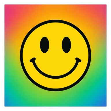 frame 1 with colorful gradient background and a smiley face, no grid lines sticker