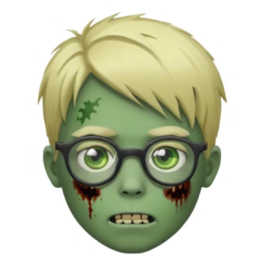 boy zombie with blonde emo hair and green skin and glasses sticker
