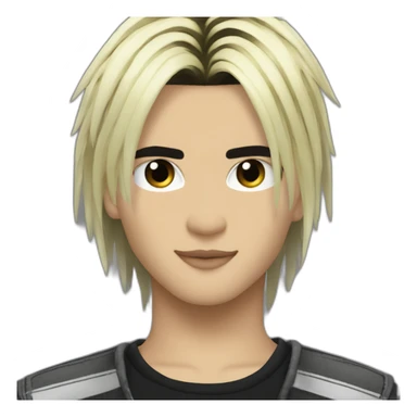 Bill Kaulitz black hair down with blonde highlights emo sticker