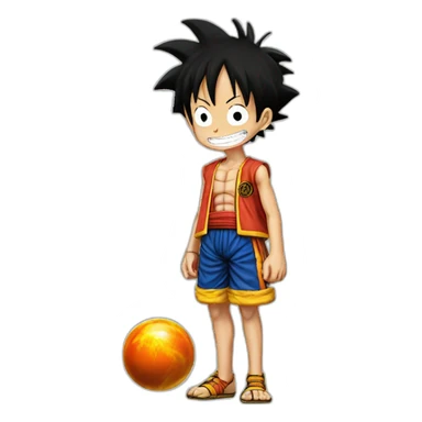 Luffy with a dragon ball sticker