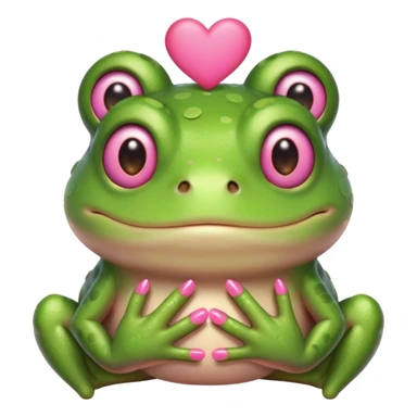 frog with pink nails and hearts around his face sticker