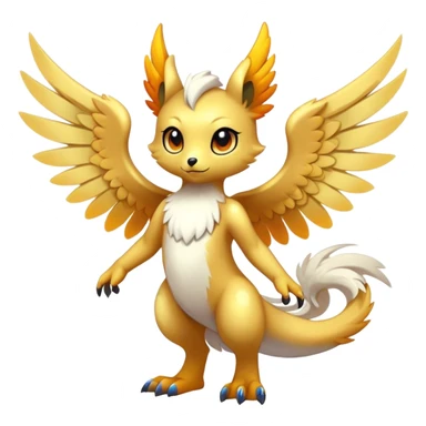 Anthro Sona Cool Edgy Cute Colorful Shy Winged Shiny Fakemon-Fantasy-Creature Full Body sticker