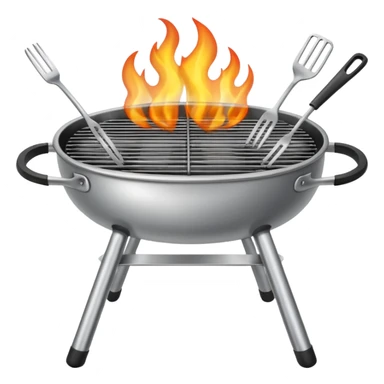 grill with flames, utensils crossed sticker