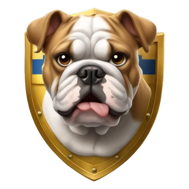 english bulldog with a shield sticker