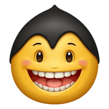 Emoji de pele preta com aparelho dentário bragets com os dentes a mostra bem amarelo sticker