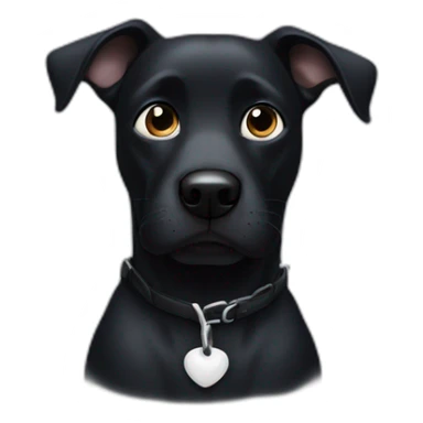 a black dog with a black muzzle with a white chest and hanging ears sticker