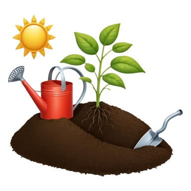 An icon featuring a plant growing from the soil, a watering can, and agricultural tools, symbolizing agronomy. The design includes a farm field, crops, and a sun, representing the study of plants, soil, and agricultural systems. Transparent background highlights sustainable farming and growth. sticker