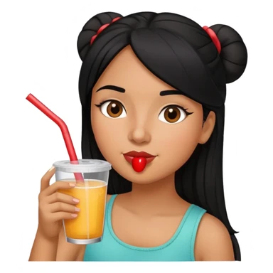 Black hair Latina girl drinking through straw sticker