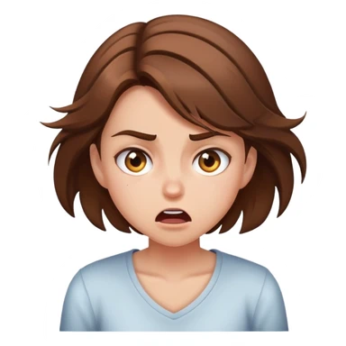 Girl with brown hair crashing out/ mad sticker