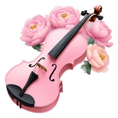 soft pastel pink violin with peonies and glitter sticker