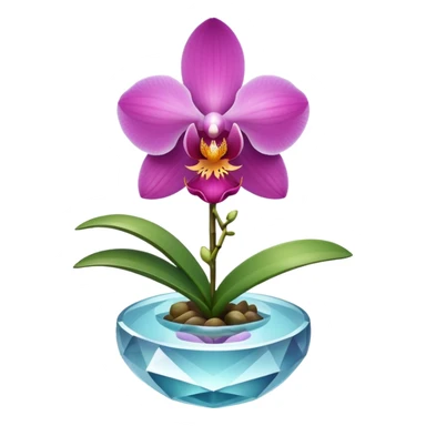 orchid with crystal growing from center sticker