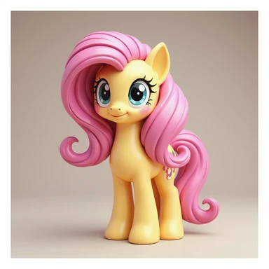 realistic style Fluttershy standing and smiling sticker