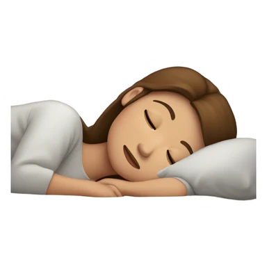 Girl with brown hair sleeping on gray pillow  sticker