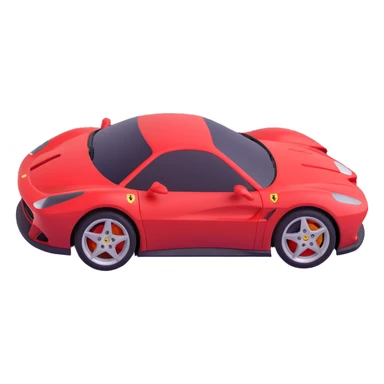 red Ferrari sports car, side view, 3D emoji style sticker