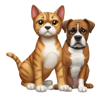 Tabby cat with a boxer dog sticker