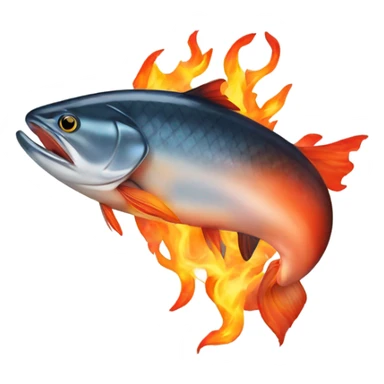Salmon fish engulfed in flames sticker