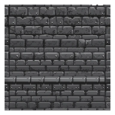 solid metal stone block wall with rivets and industrial details, very dark gray with subtle metallic highlights, 32x32 game asset background, darker version sticker
