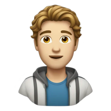 white male with medium long brown hair sticker