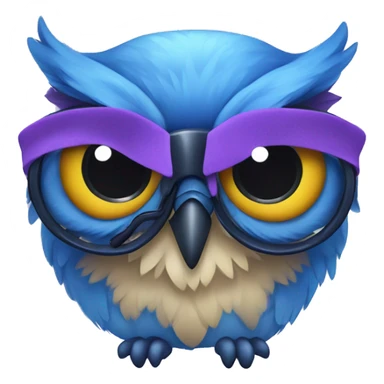 purple and blue owl with headset and bowtie sticker