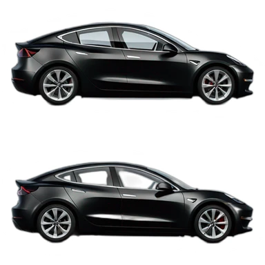 Hyper realistic open top black Tesla Model 3, side view sticker