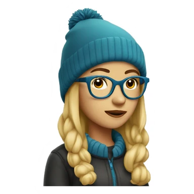 Blonde girl in beanie hat with glasses sticker