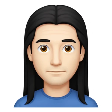 man with long hair but no wrinkles in 2d sticker