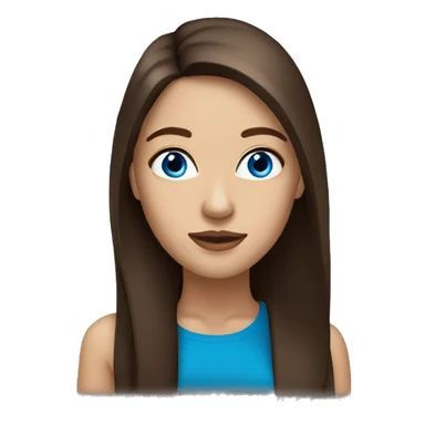 brunette woman blue eyes long straight brown  hair full lips  sticker