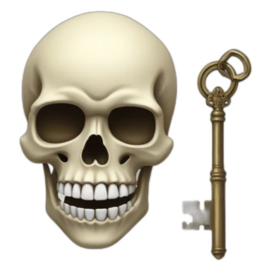skull with a key in it's mouth sticker