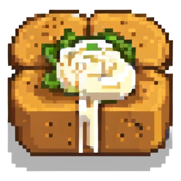 A piece of bread with mayonnaise sticker