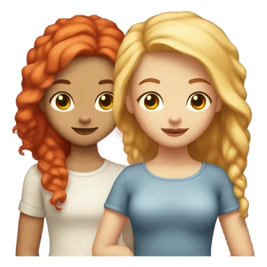 Red head and blonde girl best friends holding hands both have light skin  sticker