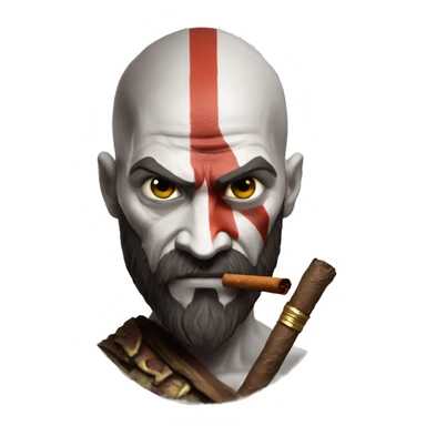 Kratos from god of war smoking a rolled cbd blunt sticker