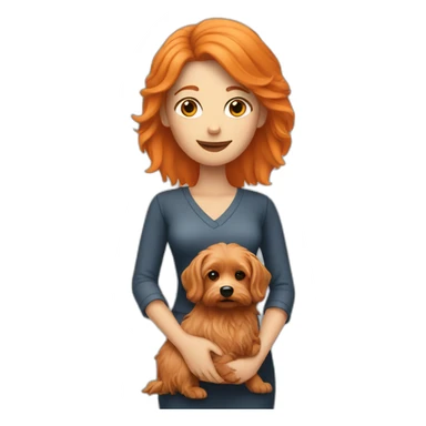 orange hair woman holding yorkshire dog sticker