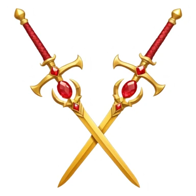 Golden fiery royal two crossed swrods with red gem and golden blade and golden handle sticker