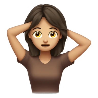 brunette girl stressed out with her hands on her head  sticker