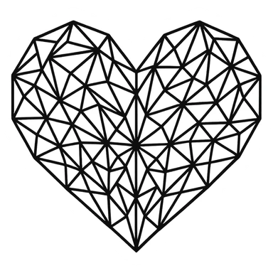 heart with a geometric crystal pattern, no background sticker