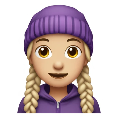 Girl with pigtails and purple bobble hat  sticker
