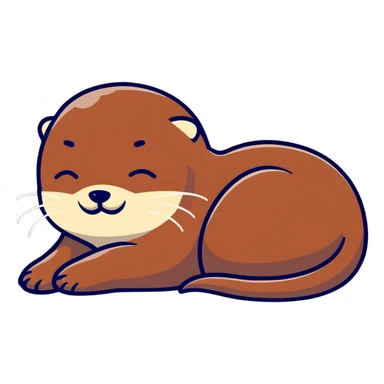 sleeping otter curled up sticker