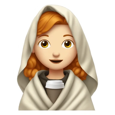 Ginger girl with blanket and a coffee sticker