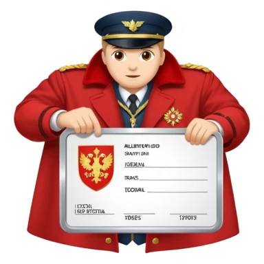 военный билет в руке крассный без человека, просто рука и в ней билет русский герб sticker