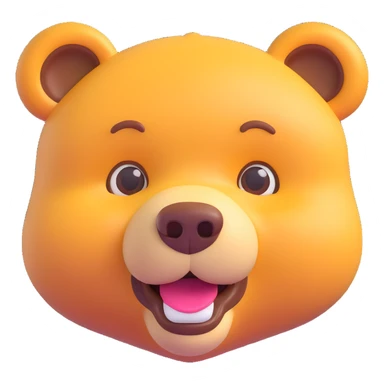 bear head, 3D emoji style, soft shading, lively and expressive, suitable for app icon sticker