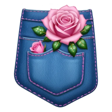 Denim pocket with glittery roses sticking out of the pocket  sticker