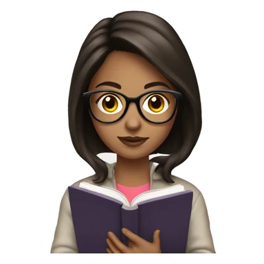 Brunette Girl with glasses reading in KINDLE sticker