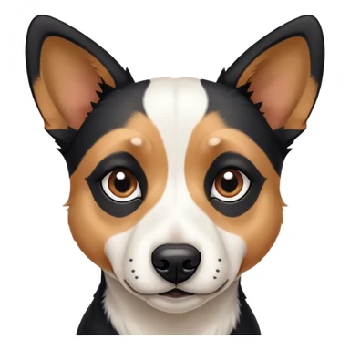 Black and white dog with pointy ears. Shepard and terrier face. mostly black and white. Only tan eyebrows sticker